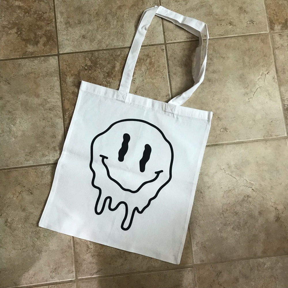 ▪️Drip Smiley Face Linen Tote Bag